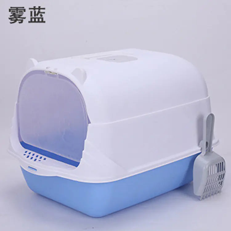 Large Half-Enclosed Cat Litter Box for Big Cats