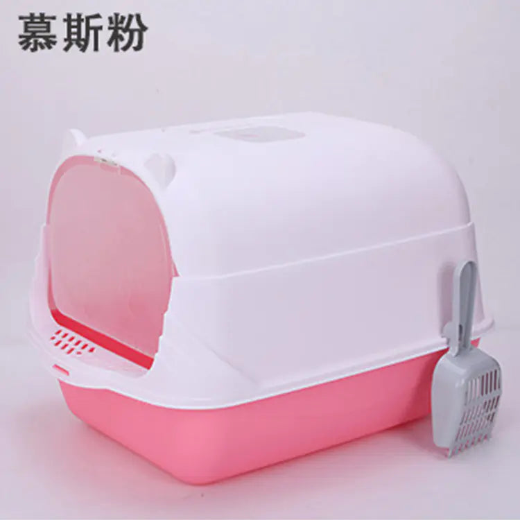 Large Half-Enclosed Cat Litter Box for Big Cats