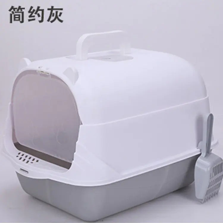 Large Half-Enclosed Cat Litter Box for Big Cats