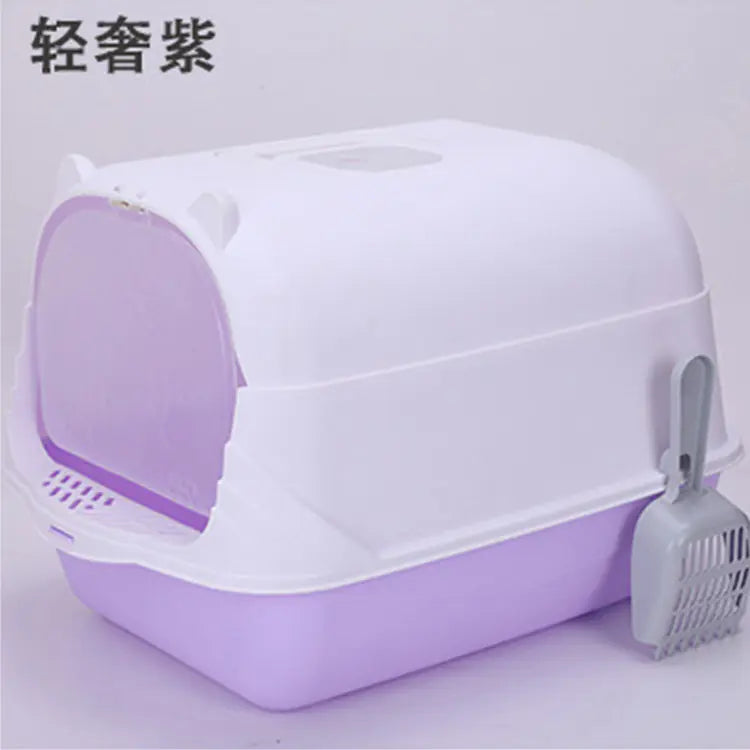 Large Half-Enclosed Cat Litter Box for Big Cats