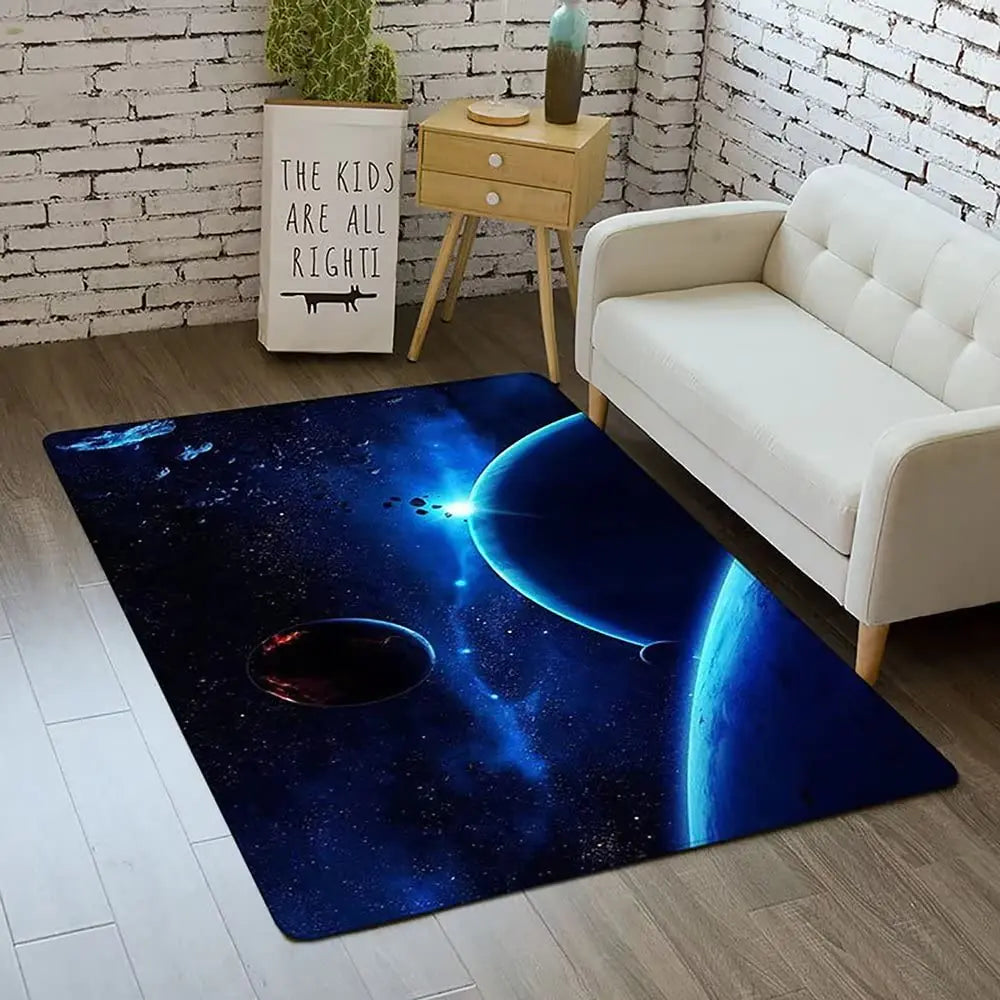 Outer Space Rug for Boys Room 3x5 ft Galaxy Carpet Area Rug for Kids Bedroom Soft Non-Slip Solar System Rug 3D Planet Universe Rug for Living Room