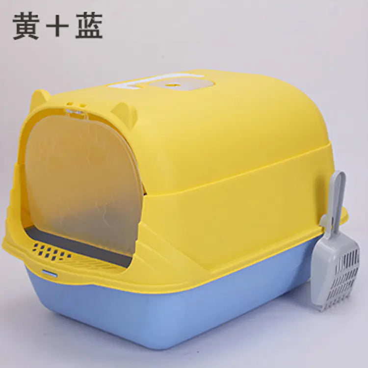 Large Half-Enclosed Cat Litter Box for Big Cats